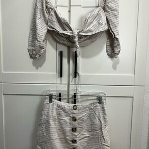 Striped Button-Front Skirt